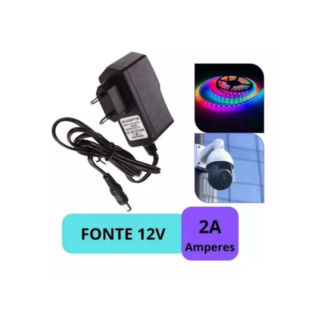 Fonte V A Bivolt Ac Dc Adapter Mm Para Fita Led Cftv Dvr Shopee