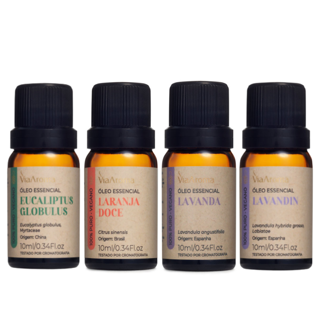 Kit Leo Essencial Eucalipto Globulus Laranja Doce Lavanda