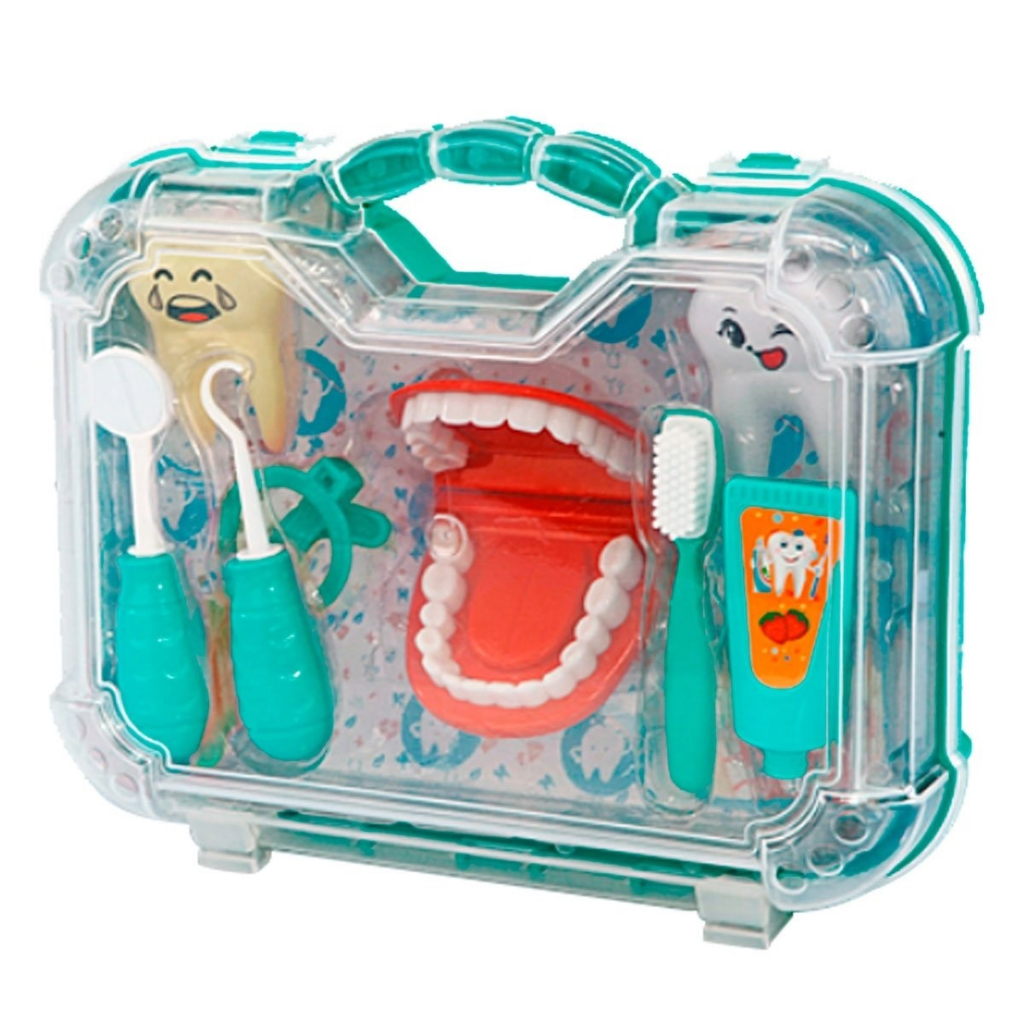 Maleta Kit Dentista Infantil Brinquedo Educativo Pe As Azul