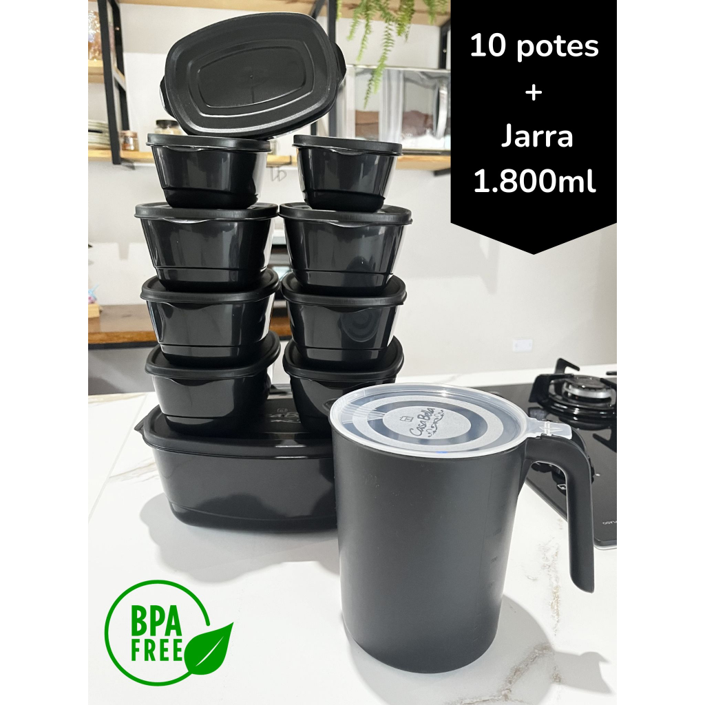 Kit 10 Potes Mais Jarra 1 800 ml Herméticos Freezer Shopee Brasil