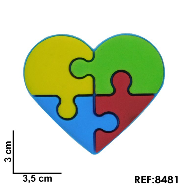 Kit 10 Aplique emborrachado Coração Quebra Cabeça Autismo Autista
