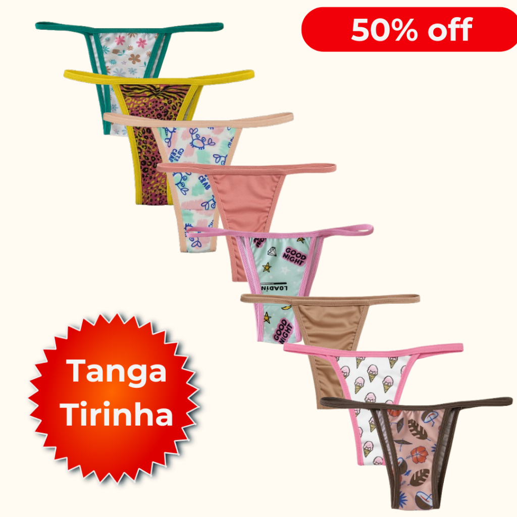Kit Calcinhas Tirinhas Fio Dental Sensual E Confort Vel Lingerie
