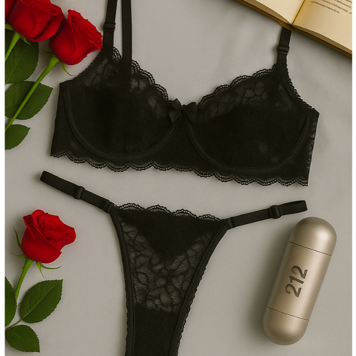 Conjunto Lingerie Calcinha E Suti Sensual Renda Sexy Feminino Ousado