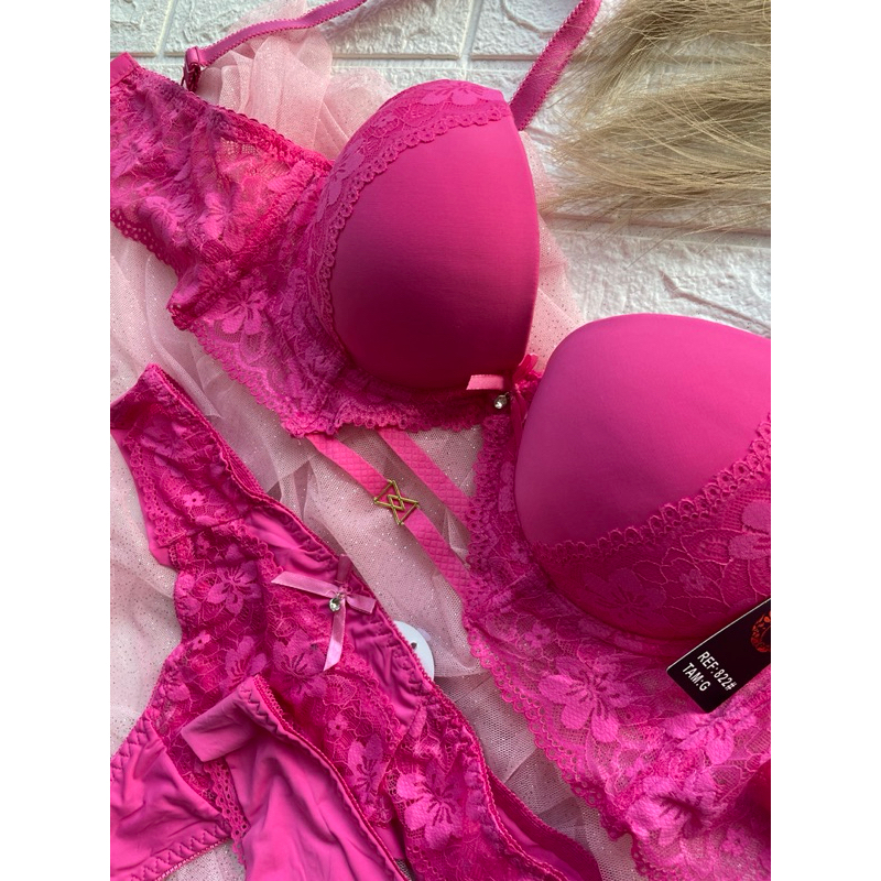 conjunto de lingerie importado calcinha e sutiã bojo modelo luxo