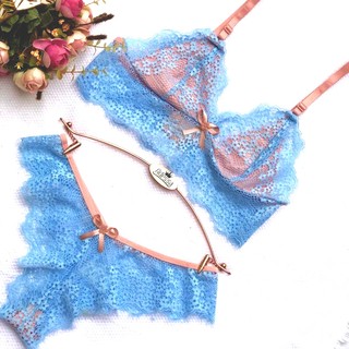 Conjunto Lingerie Aurora Bicolor Renda Fecho CJAB028 Shopee Brasil