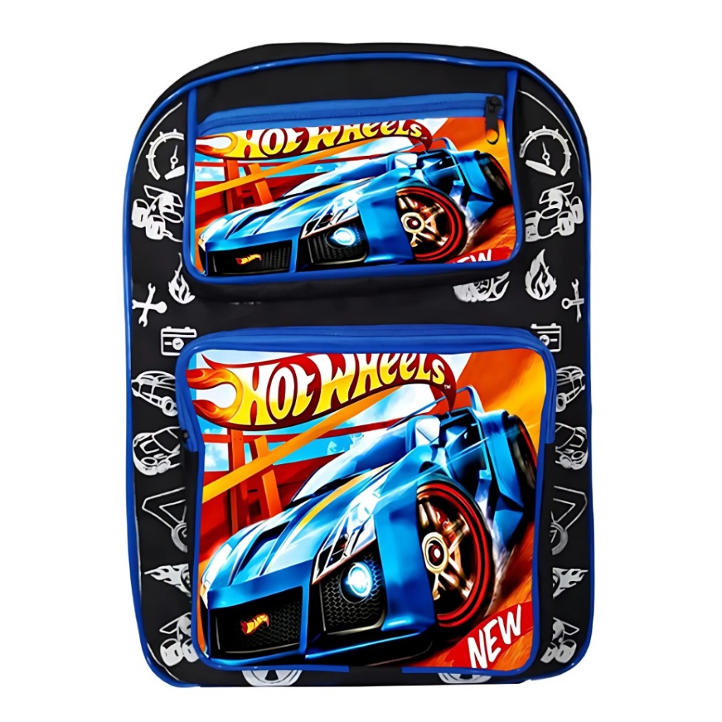 Mochila Grande Infantil Costas Masculino Menino Personagem Hot Wheels