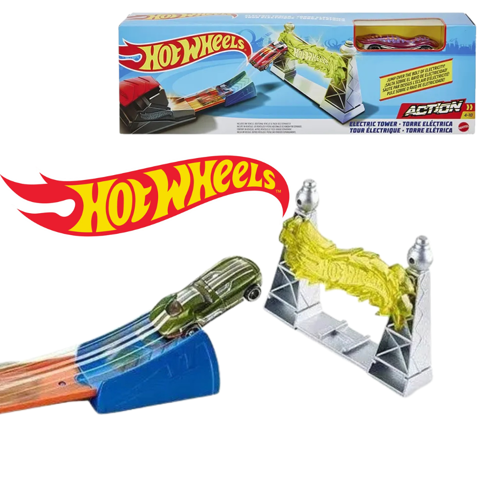 Hot Wheels Pista de Acrobacia Torre Elétrica Carrinho Mattel FTH79