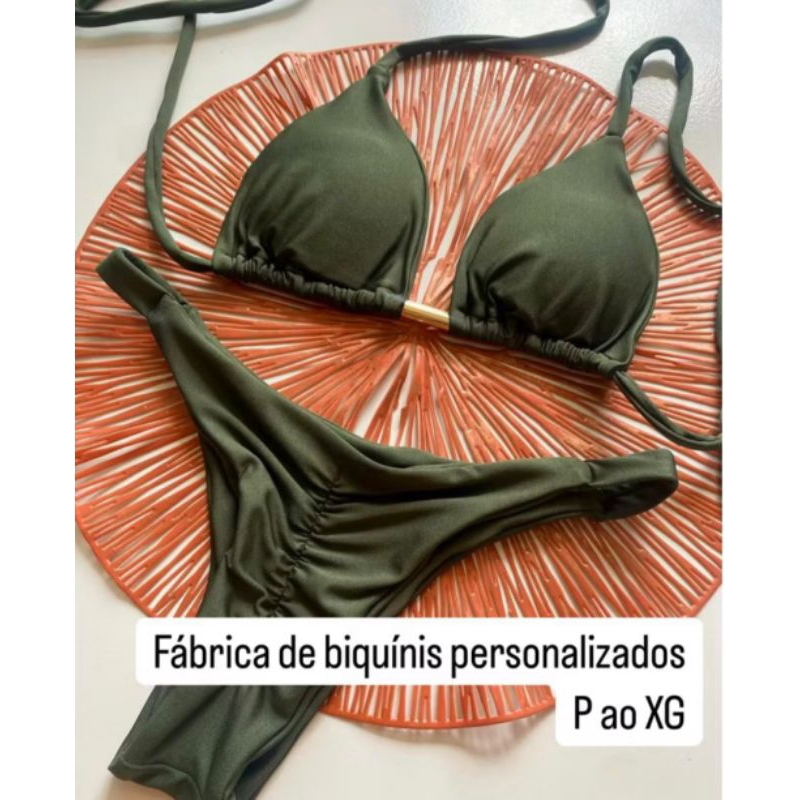 Biquini Cortininha Calcinha Fita Levanta Bumbum Bikini Bronze Biquinis