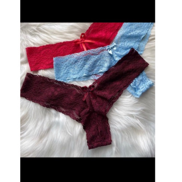Kit 5 Calcinha Tanga De Renda Lingerie Fio Dental Meia Caleson Shopee