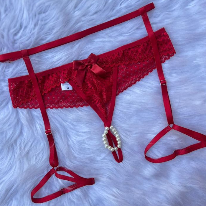 Mit Lingerie Kit Sexy Calcinha Fio Dental Abertura Tailandesa