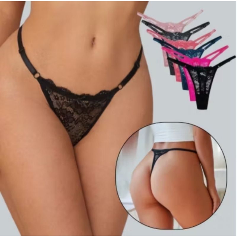 Kit De Calcinhas Renda Fio Dental Regulagem String Tanga Lingerie