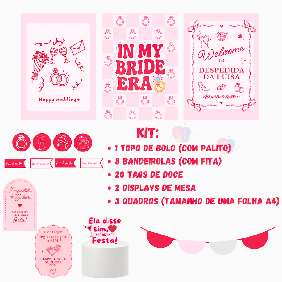 Kit Festa Despedida De Solteira Chá De Lingerie Personalizado Decoração