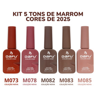 Kit 4 Esmaltes DAFU Gel Marrom Nude Vermelho Vinhos Pastéis LED UV