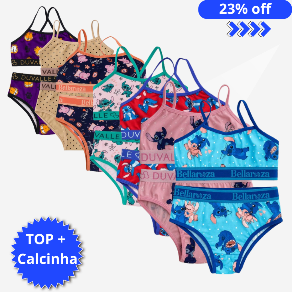 Kit Conjunto Infantil Menina Mo A Sublimado Pijama Lingerie Juvenil
