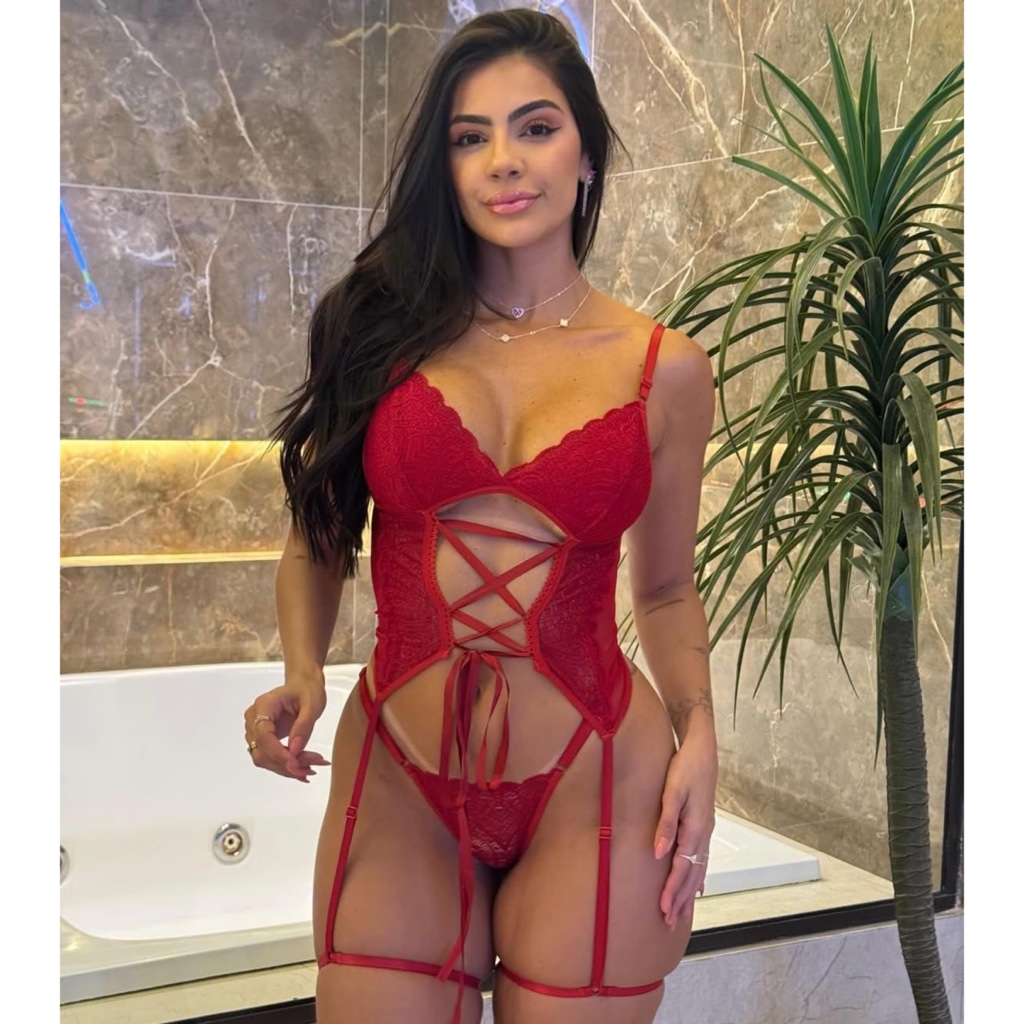 Conjunto De Lingerie Sexy Sensual De Tule E Renda Corpete E Fita
