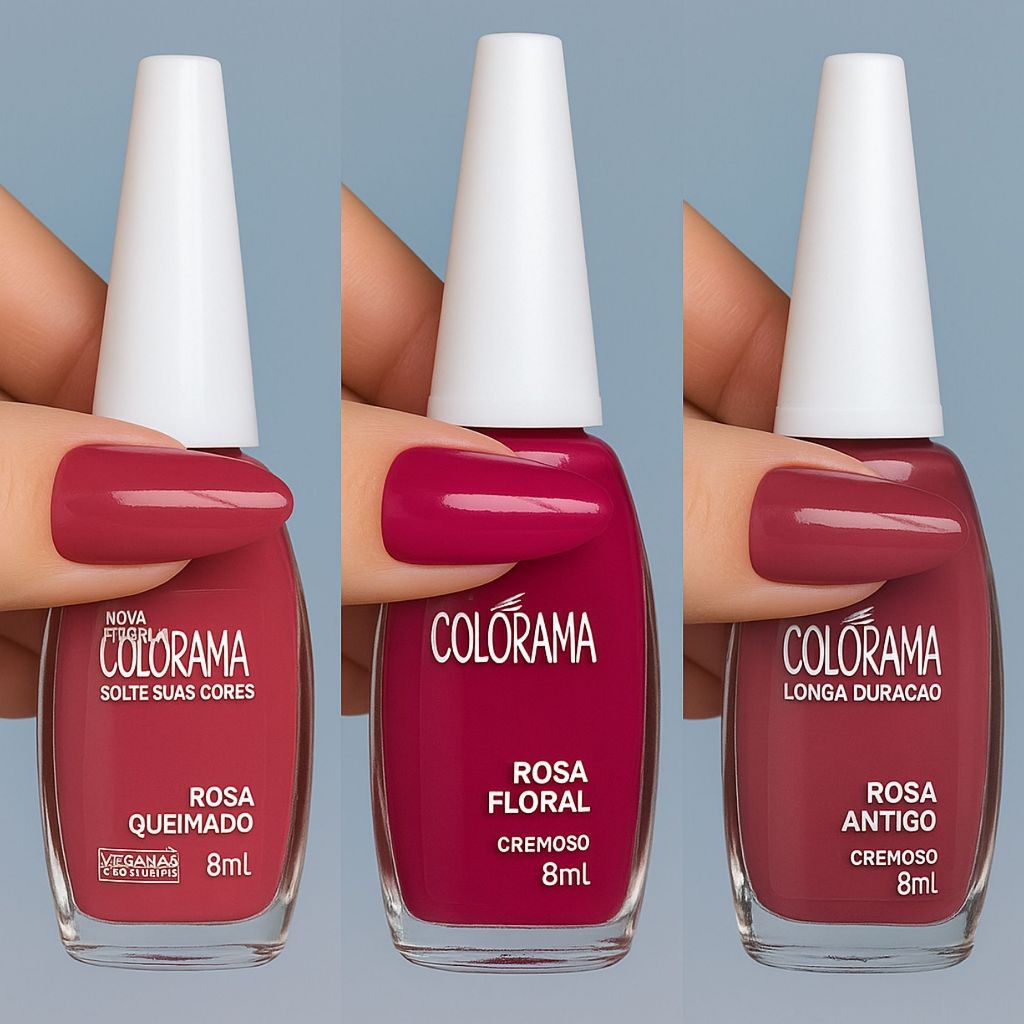 Kit 3 Esmaltes Colorama Rosa Queimado Nude Rosado Esmalte Atacado Rosa