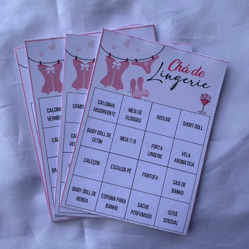Bingo Chá de Lingerie 52 80 100 120 cartelas avulsas Shopee Brasil