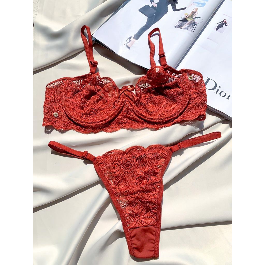 CONJUNTO LINGERIE SUTIA SEM BOJO ARO RENDADO FIO REGULAGEM RENDADO SENSUAL LUXO MODA