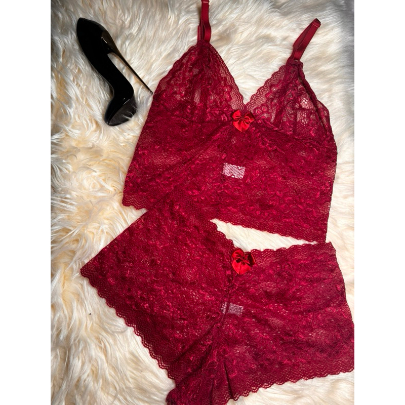 Conjunto Rendado Calesson Cropeed Forro Espera Marido Lingerie