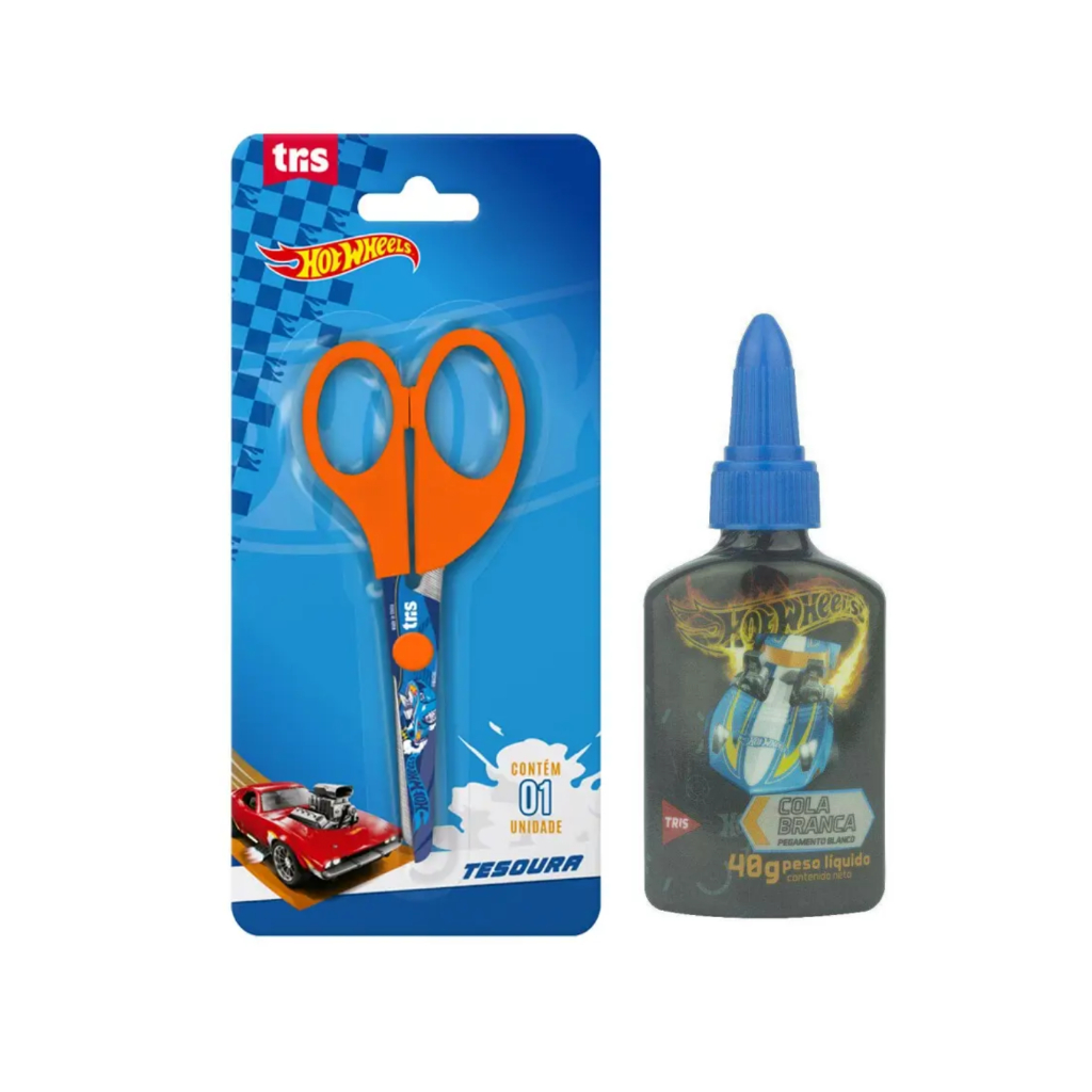 Kit Escolar Hot Wheels Tesoura Cola 40g Tris Shopee Brasil