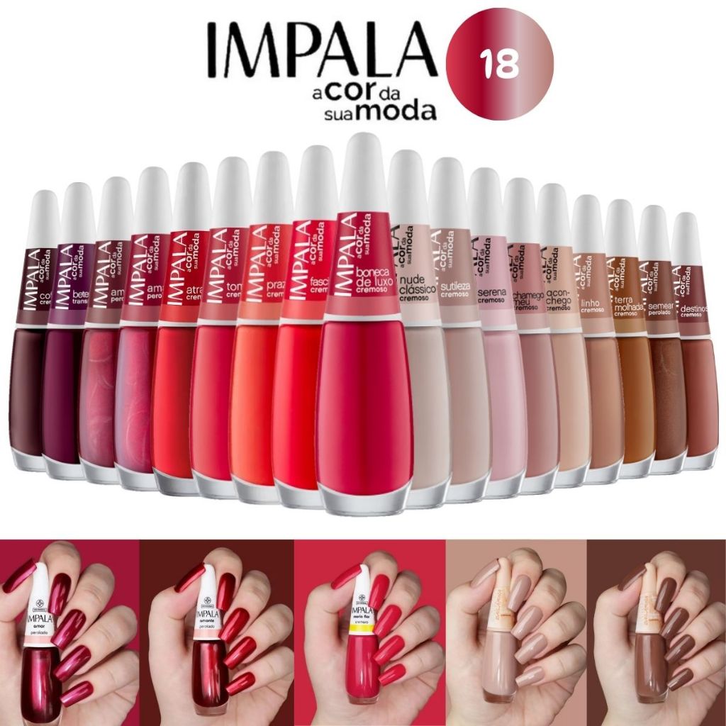 Esmalte Impala Kit Cores Tons De Nude E Vermelhos Shopee Brasil