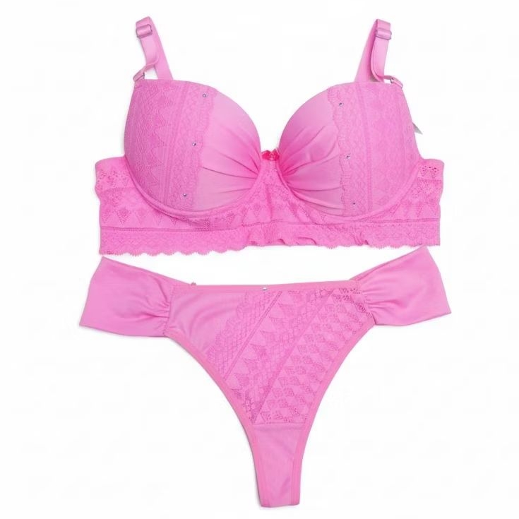 CONJUNTO FEMININO LINGERIE SUTIÃ BOJO ARO STRASS RENDADO FIO DE
