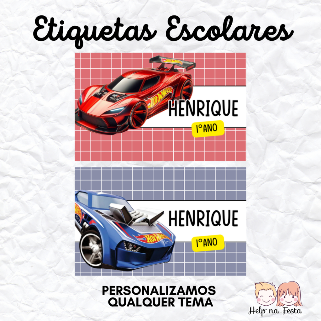 Etiquetas Escolares Hot Wheels Kit Etiquetas Shopee Brasil
