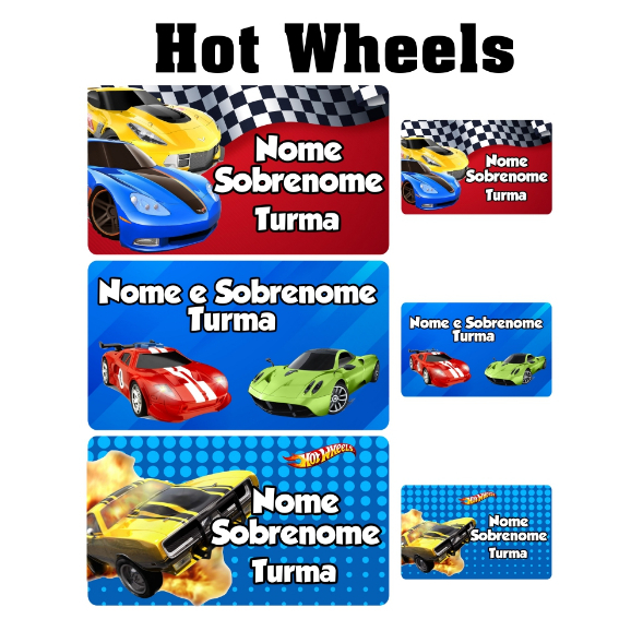 Etiqueta Escolar Hot Wheels Personalizada Adesiva Kit