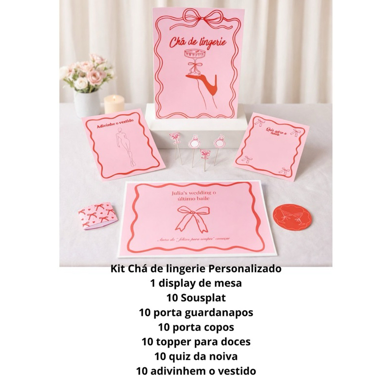 Jogo Americano Personalizado Chá de Lingerie despedida de solteira