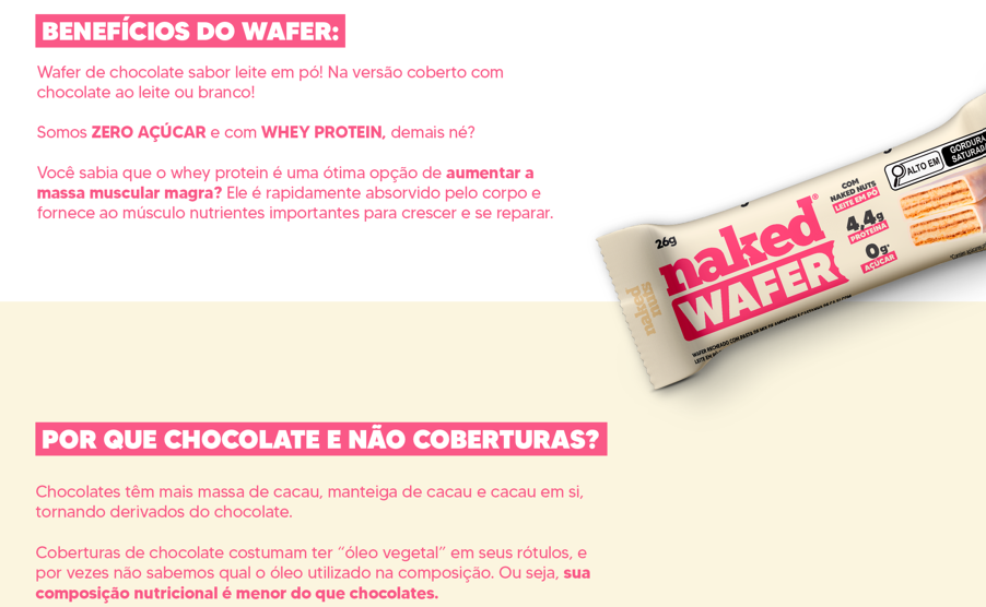 Naked Wafers Chocolate Branco Leite Em P Zero A Car E