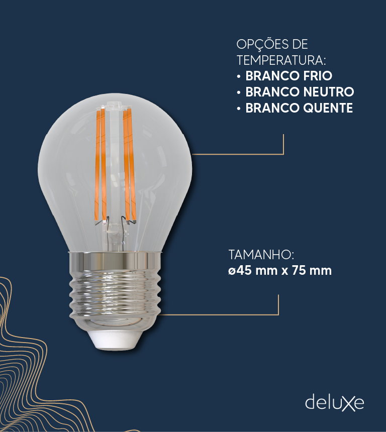 Kit 3 Lâmpadas de Led Bolinha G45 Clear 6w E27 2700K Deluxe Bivolt Luz