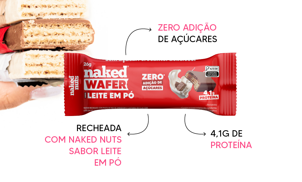 48 Naked Wafers Chocolate Branco E Ao Leite Recheio De Leite Em