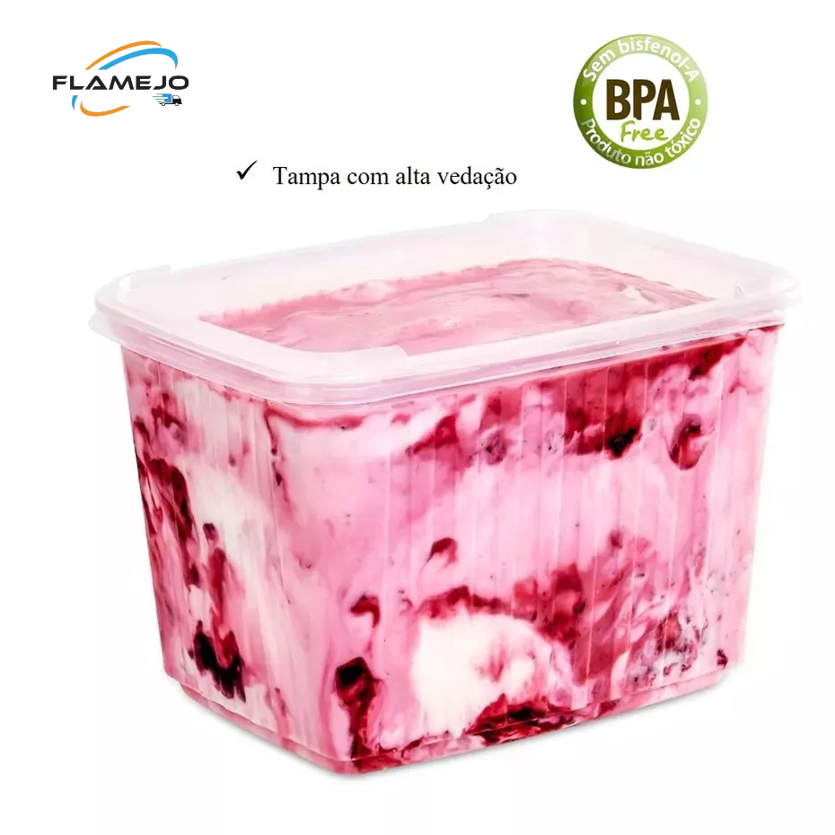 Pote Sorvete Descartavel C Tampa Transparente 25 Unidades 2L Shopee