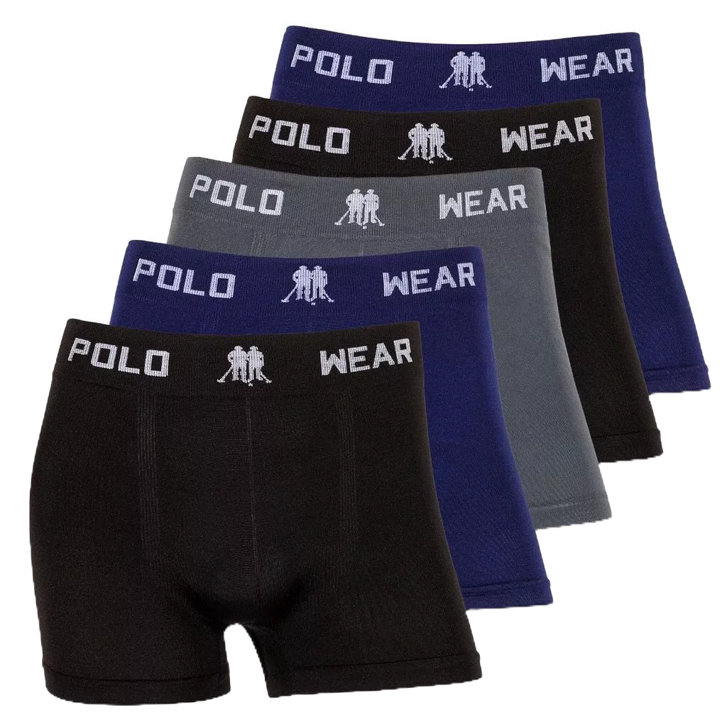 Kit 5 Cueca Boxer Microfibra Polo Wear Cores Masculina Shopee Brasil