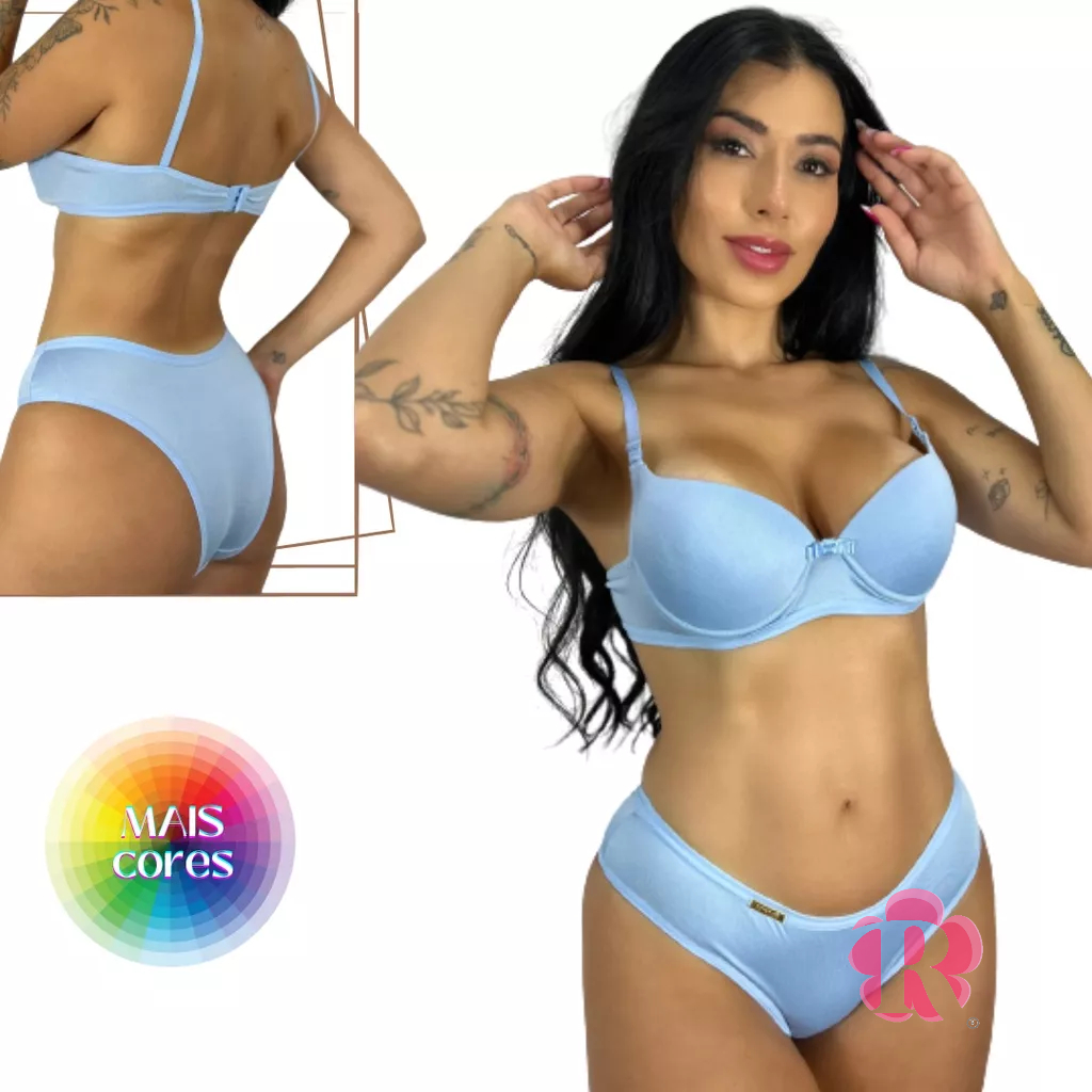 Conjunto Lingerie Conjunto Sutiã e Calcinha Bojo Microfibra CJ960