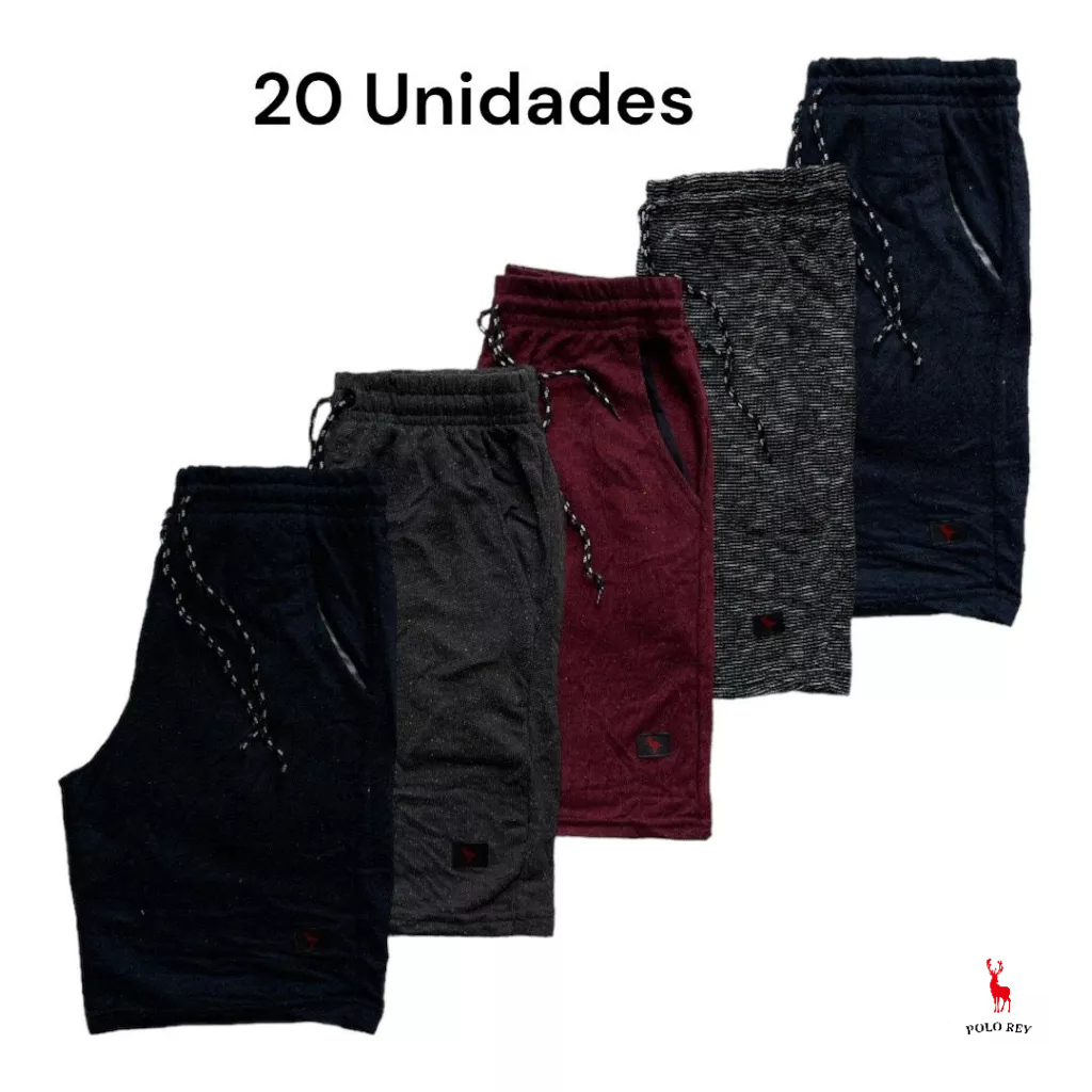 Kit Bermudas Moletom Masculina Algod O Lisas Cores Sortidas Treino