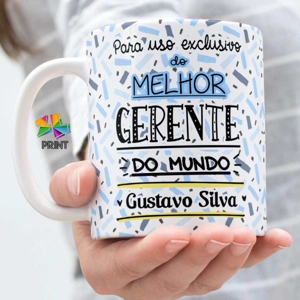 Caneca Porcelana Para Gerente Personalizada Nome Est