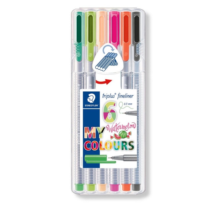 Kit De Caneta Staedtler Fineliner Triplus C 6 Cores Watermelon