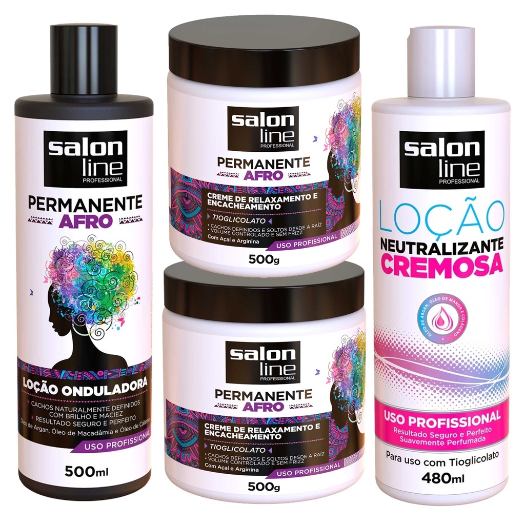 Kit Permanente Afro 4 Produtos Salon Line Completo Shopee Brasil