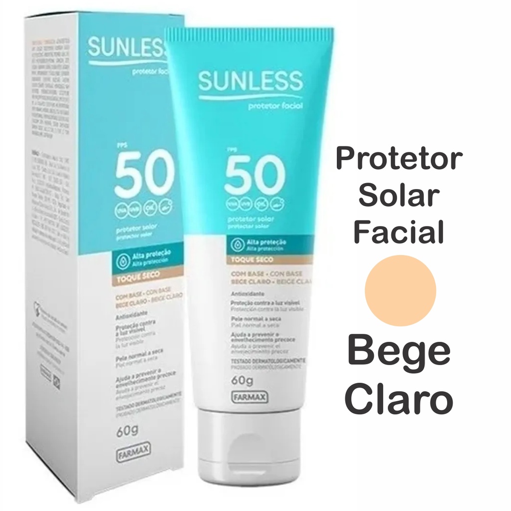 Protetor Solar Facial Sunless Fps Farmax G A Escolher Incolor Bege