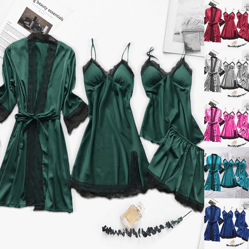 Kit Robe Intimus Place Romantic Camisola Sensual De Renda Adulto Lingerie Sexy Feminina