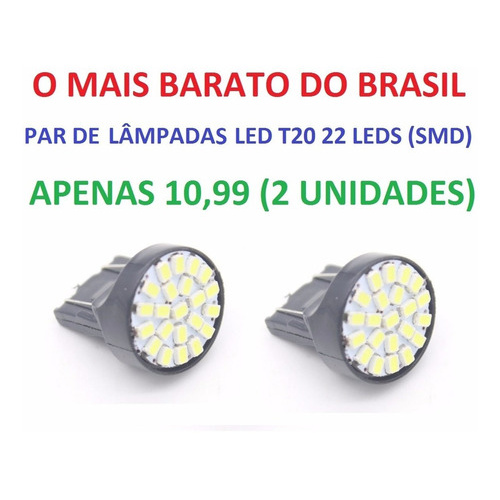 Par De Lampadas T20 22 Leds 12v Smd Super Branca Shopee Brasil