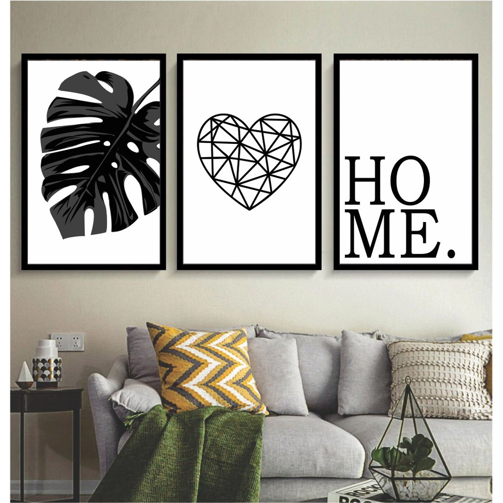 Kit Quadros Decorativos Mosaico 3 Peças Trio Frase Home Casa Família