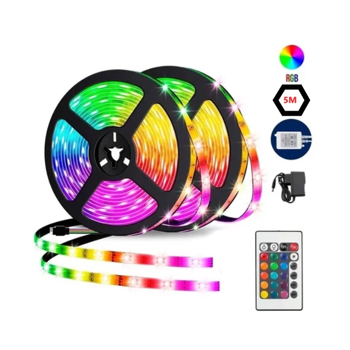 Fita Led M Ultra Rgb Prova D Agua Controle Sem Fonte Shopee