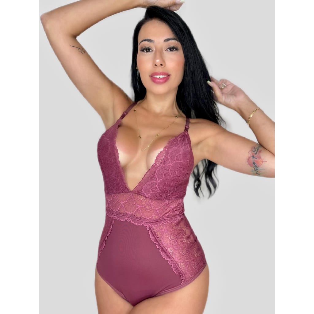 Body Feminino Rendado Corpo Todo Decote Sensual Lingerie Sexy Shopee