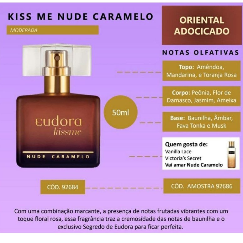 Colônia Desodorante Kiss Me Nude Caramelo 50ml Shopee Brasil