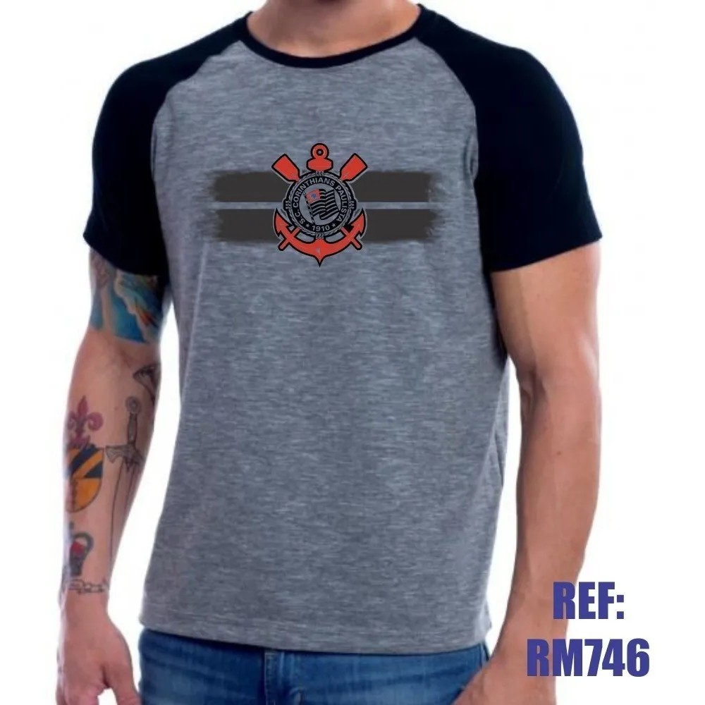 Camisa Raglan Corinthians Personalizada Nome Mescla Shopee Brasil