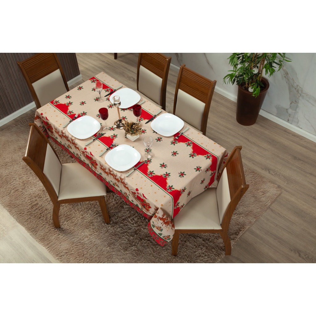 Toalha Natal Mesa Retangular Linhão 2 20m X 1 50m 6 Lugares Shopee Brasil