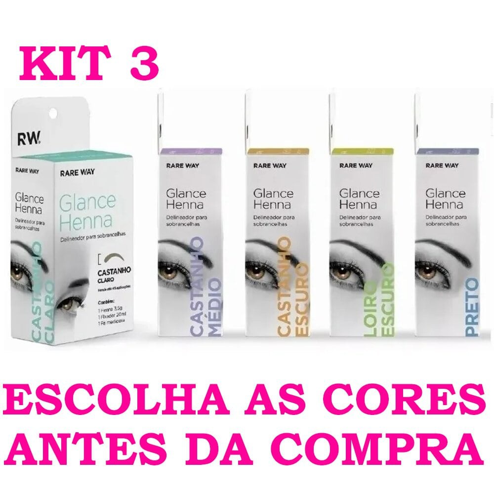 Kit 3 Henna Glance Para Sobrancelhas Rare Way 100 Natural Shopee Brasil