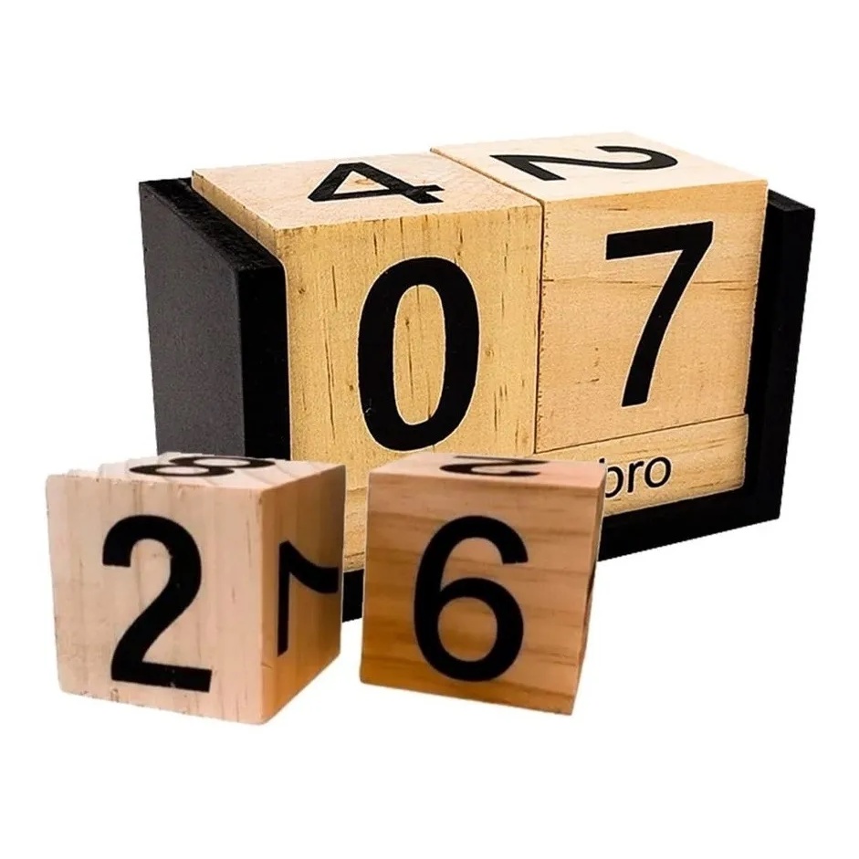 Calendário Mesa Permanente Cubo Madeira Pinus Decorativo Shopee Brasil